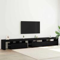 TV-kast 3 pcs Zwart Eiken 260 x 37 x 40 cm Bewerkt hout - thumbnail
