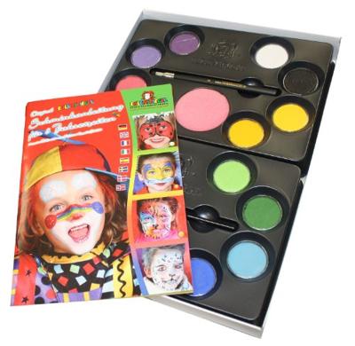 Eulenspiegel Schmink set met stap-voor-stap, diverse kleuren, 1 set Eulenspiegel Schmink set met stap-voor-stap, diverse kleuren, 1 set