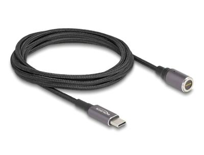 DeLOCK laptop charging cable usb type-c male to magnetic 8 pin connector 1.8 m kabel (antraciet/zwart)