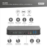 Digitus DS-12850 KVM-switch 2 + 2 poorten DisplayPort, HDMI Afstandsbediening, Toetsenbord 3840 x 2160 Pixel - thumbnail