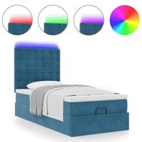 Ottoman bed met matrassen en LED's 90x190cm fluweel donkerblauw - thumbnail