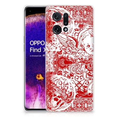 Silicone Back Case OPPO Find X5 Angel Skull Rood Silicone Back Case OPPO Find X5 Angel Skull Rood