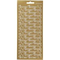 Creativ Company Stickers, onnea, vel 10x23 cm, goud, 1 vel - thumbnail