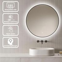Loxa - Ronde Badkamerspiegel Ilona met Led 50cm - Zwarte omlijsting - Dimbaar - Condensvrij vlak- Duurzame kwaliteit - Eenvoudige installatie - thumbnail