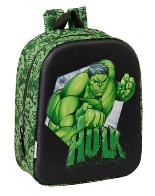 Schoolrugzak Hulk Zwart Groen 22 x 27 x 10 cm 3D