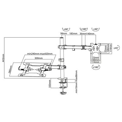 ACT AC8305 monitorarm en laptophouder