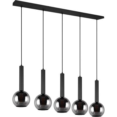 Moderne LED Hanglamp - 5 Lichtpunten - E27 - Mat Zwart Metaal