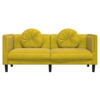 Bank met kussens 2-zits fluweel geel - thumbnail