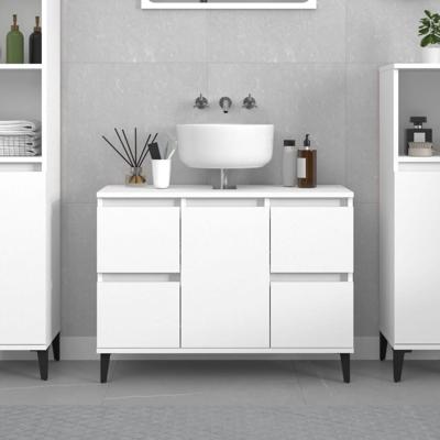 Wastafelkast 80x33x60 cm bewerkt hout wit Wastafelkast 80x33x60 cm bewerkt hout wit