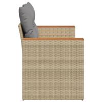 Tuinbank 2-zits met kussens poly rattan beige - thumbnail