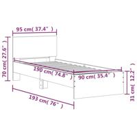 Bedframe met hoofdeinde bewerkt hout betongrijs 90x190 cm - thumbnail