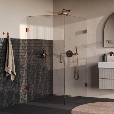 Brauer Void - Douchecabine met Draaideur - Helder Glas - 100x140x200 cm - incl. Glascoating - PVD Koper Geborsteld