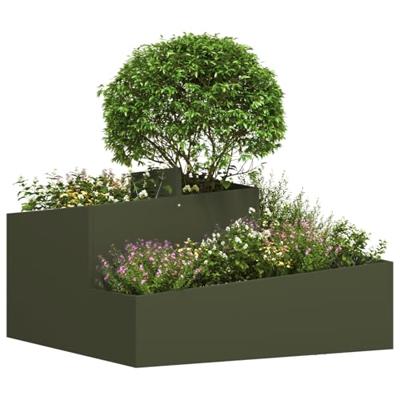 Tuin Bloempot Olijfgroen 80 x 80 x 50 cm Koudgewalst staal