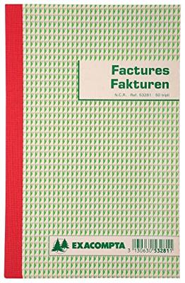 Exacompta factuurboek, ft 21x13,5 cm, tweetalig, tripli (50 x 3 vel)