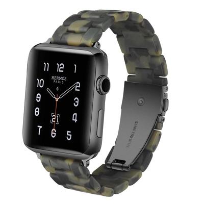 Simple Fashion Resin Watch Strap for Apple Watch Series 5 & 4 40mm & Series 3 & 2 & 1 38mm(Dumb Army Green)