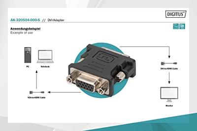 ASSMANN DVI grafische adapter, DVI (24+5)-HD15, Full HD 60Hz, 1920 x 1080 pixels, zwart, 3 stuks