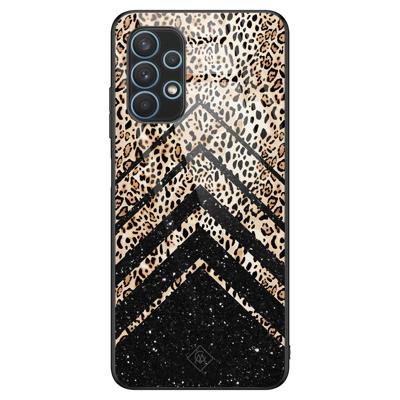 Samsung Galaxy A32 4G glazen hardcase - Chevron luipaard Samsung Galaxy A32 4G glazen hardcase - Chevron luipaard