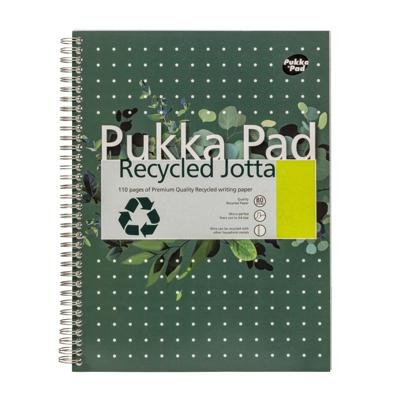 Collegeblok Pukka Pad Jotta Recycled A4 lijn 4-gaats 110 pagina's 80gr groen | 3 stuks
