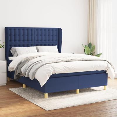 Boxspring met matras stof blauw 140x190 cm