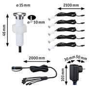 Paulmann MicroPen II 93695 Verlichtingssysteem Plug&Shine LED-buiteninbouwlampen (basisset) Set van 5 stuks LED 1.1 W Warmwit Zilver - thumbnail