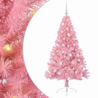 VidaXL Kunstmatig voorverlicht kerstboom met 150 led roze 150 cm pvc - thumbnail
