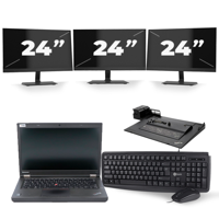 Lenovo ThinkPad T440p - Intel Core i5-4e Generatie - 14 inch - 8GB RAM - 256GB SSD - Windows 11 + 3x 24 inch Monitor - thumbnail