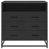 Ladekast 70x41x70 cm bewerkt hout zwart - thumbnail