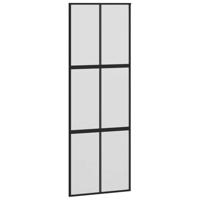 Schuifdeur met beslagset 76x205 cm gehard glas zwart - thumbnail