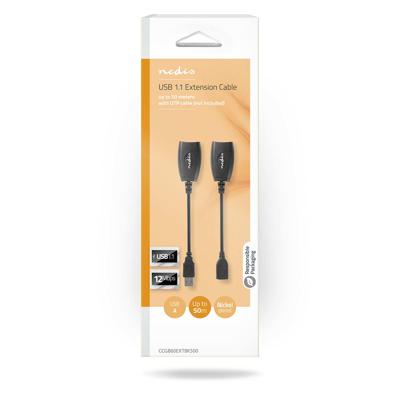 Actieve USB-Kabel | USB 1.1 | USB-A Male | RJ45 Female | 12 Mbps | 0.20 m | Rond | Vernikkeld | PVC | Koper Actieve USB-Kabel | USB 1.1 | USB-A Male | RJ45 Female | 12 Mbps | 0.20 m | Rond | Vernikkeld | PVC | Koper