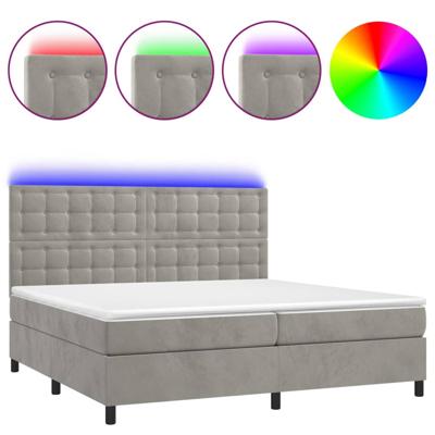 Boxspring met matras en LED fluweel lichtgrijs 200x200 cm