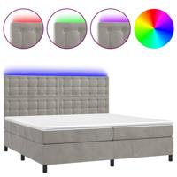 Boxspring met matras en LED fluweel lichtgrijs 200x200 cm - thumbnail