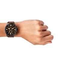 Fossil JR1487 Horloge Nate Chrono staal-leder zwart-bruin 50 mm - thumbnail