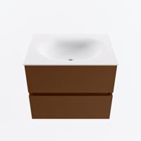 MONDIAZ VICA 60cm badmeubel onderkast Rust 2 lades. Wastafel MOON midden 1 kraangat, kleur Talc. - thumbnail