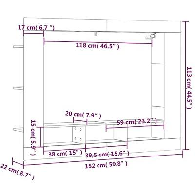 Tv-meubel 152x22x113 cm bewerkt hout gerookt eikenkleurig