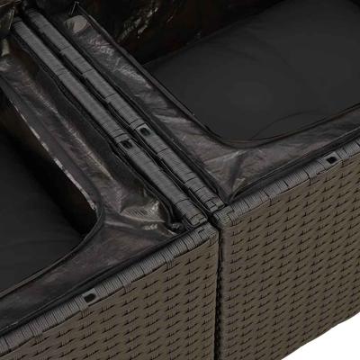 6-delige Loungeset met kussens poly rattan zwart - thumbnail