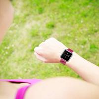 Bandje met gaatjes - 2 kleuren - Roze met zwart - Geschikt voor Apple Watch 44mm / 45mm / 46mm / 49mm - thumbnail