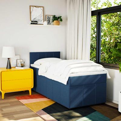 Boxspring met matras stof blauw 90x190 cm - thumbnail