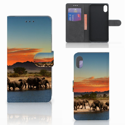 Apple iPhone Xs Max | Telefoonhoesje | Met pasjeshouder | Olifanten