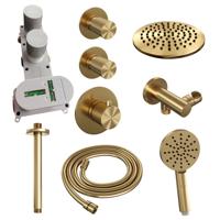 Regendoucheset Inbouw Brauer Gold Carving Thermostatisch 20 cm met Plafondarm en Handdouche 3-Standen Losse Stopkranen Geborsteld Goud Brauer - thumbnail