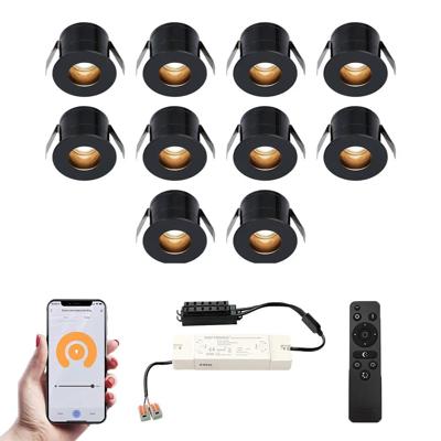 Set van 10 Olivia Smart LED Mini Inbouwspots - Veranda spots - 12V 3W 150lm - Dimbaar - Wifi & Bluetooth - 2700K - IP44 waterdicht - Zwart