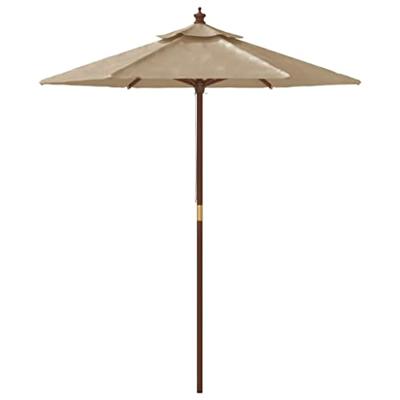 VidaXL Parasol met houten paal 196x231 cm taupe