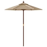 VidaXL Parasol met houten paal 196x231 cm taupe - thumbnail