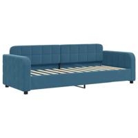 Slaapbank met onderschuifbed 80x200 cm fluweel blauw - thumbnail