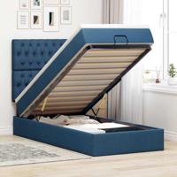 Ottoman bed met matras en LED's 80x200cm stof blauw - thumbnail