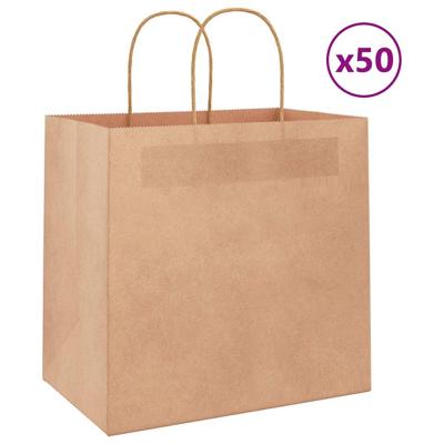 VidaXL Papieren zakken 50 st met hengsels 26x17x25 cm bruin