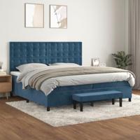 Boxspring met matras fluweel donkerblauw 200x200 cm - thumbnail