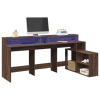 Bureau met LED-verlichting 200x104x91 cm hout bruin eikenkleur - thumbnail