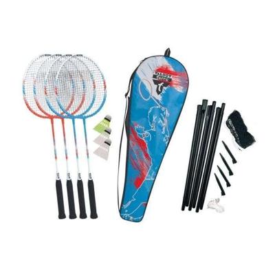 Badmintonset - TALBOT TORRO - 4 Fighter - 4 rackets - Multifilament bespanning met ogen - 3 synthetische shuttlecocks