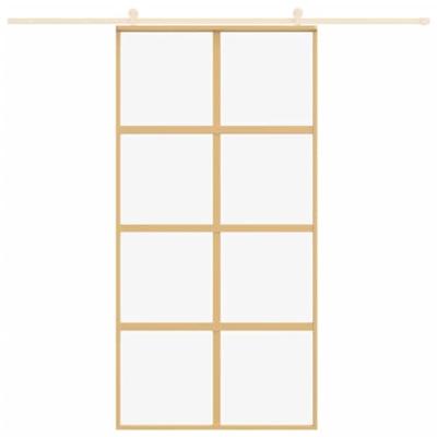 Schuifdeur 102,5x205 cm helder ESG-glas en aluminium goudkleur