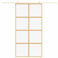 Schuifdeur 102,5x205 cm helder ESG-glas en aluminium goudkleur - thumbnail